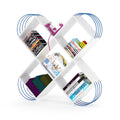 Case X Design Modern 5 Tier Bookcase White Wood
