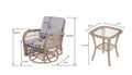 3 Pieces Outdoor Wicker Swive Rocking Chair Set, Patio Bistro Sets With 2 Rattan Rocker Chairs And Glass Coffee Table For Backyard Natural Wicker