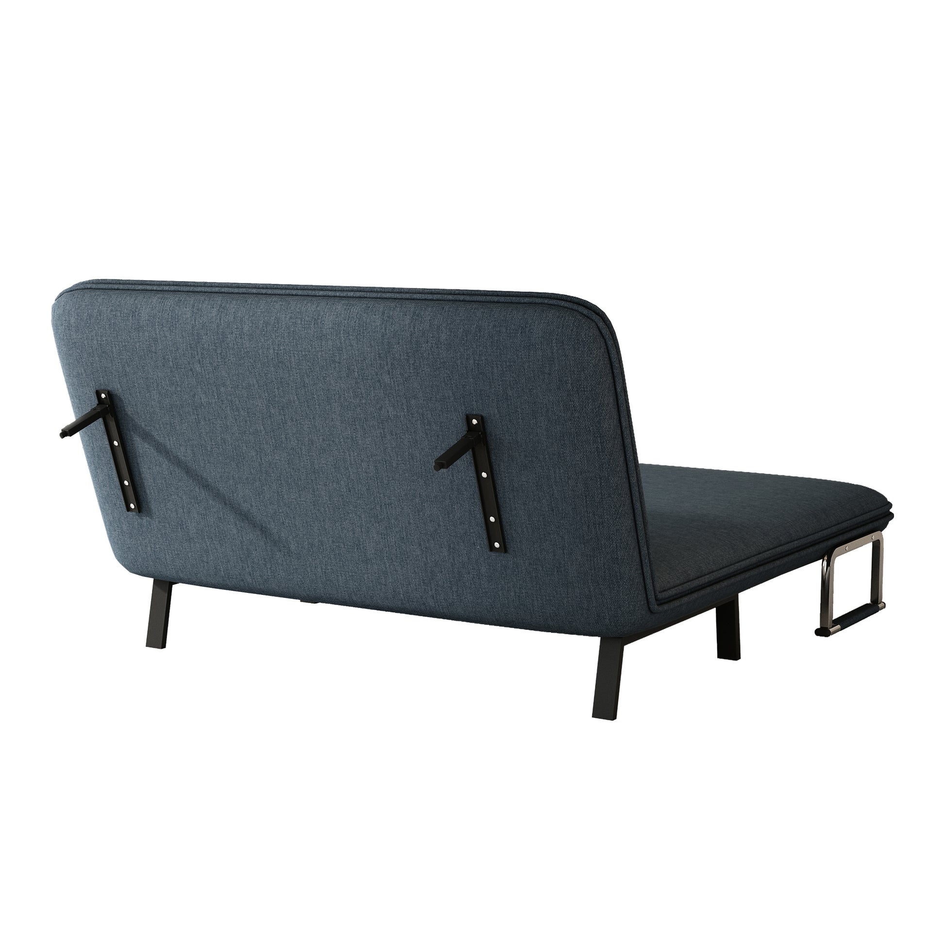 55 Convertible Chair Bed, Tri Fold Sofa Bed With Adjustable Backrest & Pillow, Leisure Chaise Lounge Couch With Sturdy Steel Frame For Home & Office, Comfortable Sleeper Chair Blue Grey Velvet Primary Living Space Contemporary Polyurethane Foam Metal 2