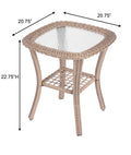 3 Pieces Outdoor Wicker Swive Rocking Chair Set, Patio Bistro Sets With 2 Rattan Rocker Chairs And Glass Coffee Table For Backyard Natural Wicker