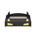 Twin Size Race Car Shaped Platform Bed With Wheels And Storage, Black Yellow Box Spring Not Required Twin Black Wood Bedroom Bed Frame Solid Wood Mdf