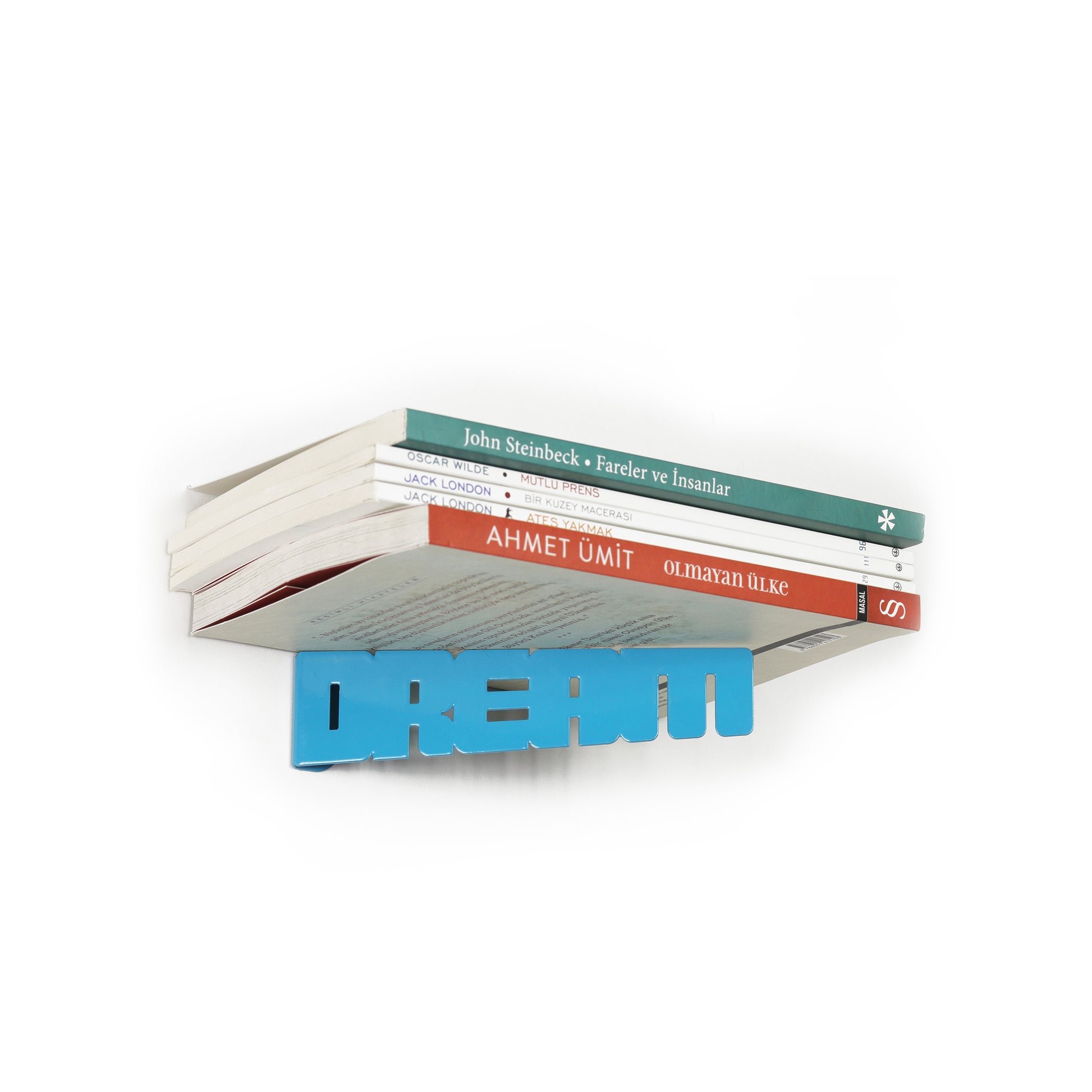 Locus 3 Pieces Wall Shelf Dream Read Beautiful Blue Metal