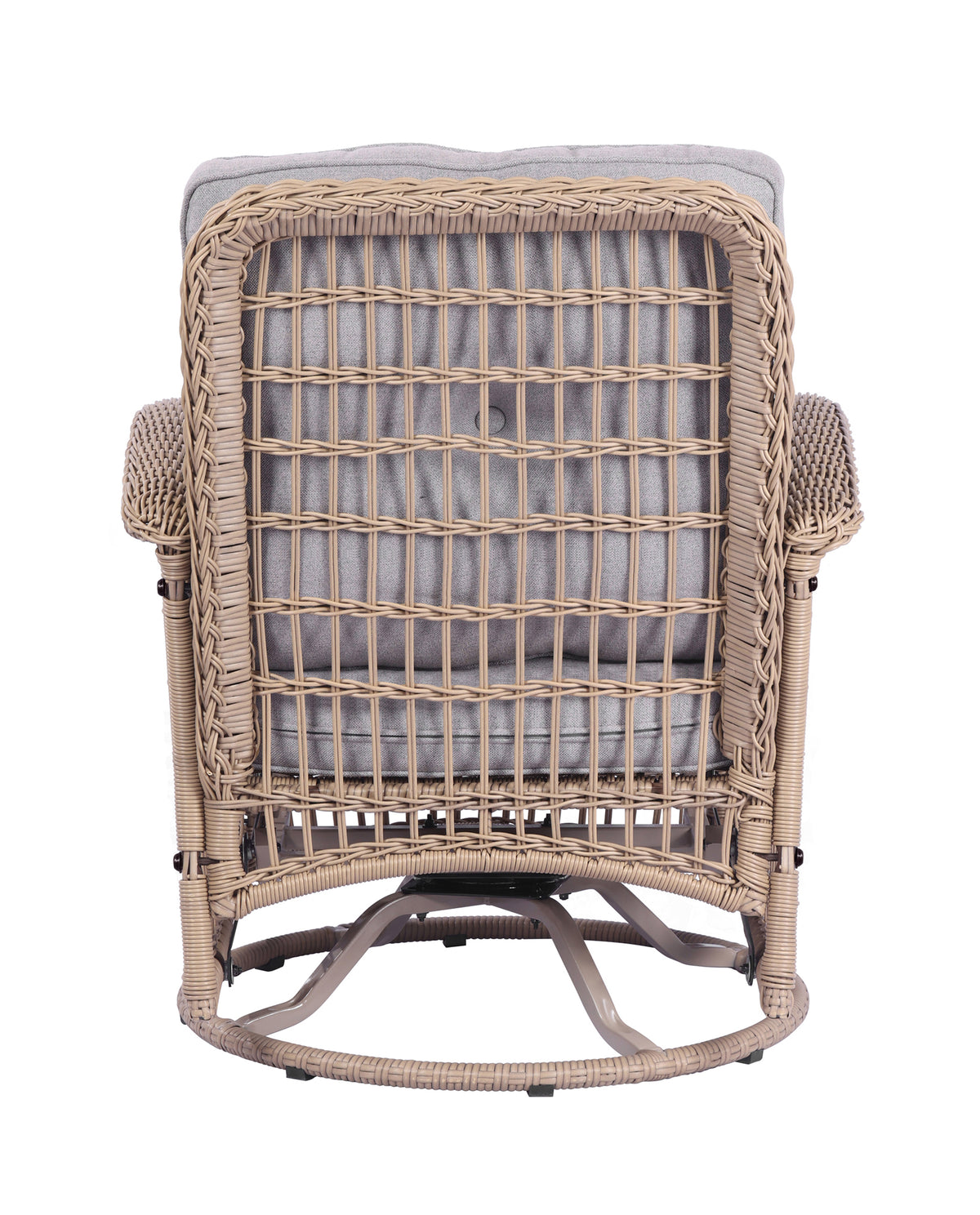 3 Pieces Outdoor Wicker Swive Rocking Chair Set, Patio Bistro Sets With 2 Rattan Rocker Chairs And Glass Coffee Table For Backyard Natural Wicker