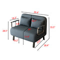39 Convertible Chair Bed, Tri Fold Sofa Bed With Adjustable Backrest & Pillow, Leisure Chaise Lounge Couch With Sturdy Steel Frame For Home & Office, Comfortable Sleeper Chair Blue Grey Velvet Contemporary Polyurethane Foam Metal 2 Seat