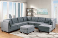 Living Room Furniture Tufted Corner Wedge Grey Linen Like Fabric 1Pc Cushion Nail Heads Wedge Sofa Wooden Legs Grey Primary Living Space Contemporary,Modern Fabric