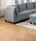 Living Room Furniture Tufted Corner Wedge Grey Linen Like Fabric 1Pc Cushion Nail Heads Wedge Sofa Wooden Legs Grey Primary Living Space Contemporary,Modern Fabric