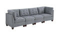 Living Room Furniture Tufted Armless Chair Grey Linen Like Fabric 1Pc Armless Chair Cushion Nail Heads Wooden Legs Grey Primary Living Space Contemporary,Modern Fabric