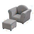 Kids Chair, Kids Upholstered Couch With Ottoman Dark Gray Velvet