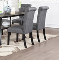 Charcoal Fabric Set Of 2 Dining Chairs Contemporary Plush Cushion Side Chairs Tufted Back Chair Kitchen Dining Room Charcoal Grey Dining Room Foam Contemporary,Modern,Transitional Dining Chairs Rubberwood Solid Wood
