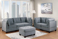 Living Room Furniture Tufted Corner Wedge Grey Linen Like Fabric 1Pc Cushion Nail Heads Wedge Sofa Wooden Legs Grey Primary Living Space Contemporary,Modern Fabric