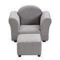 Kids Chair, Kids Upholstered Couch With Ottoman Dark Gray Velvet