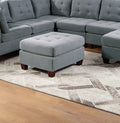 Modular Sectional 9Pc Set Living Room Furniture Corner Sectional Tufted Nail Heads Couch Gray Linen Like Fabric 3X Corner Wedge 4X Armless Chairs And 2X Ottomans Gray Primary Living Space Contemporary,Modern Fabric 9 Seat