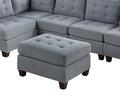 Living Room Furniture Tufted Ottoman Grey Linen Like Fabric 1Pc Ottoman Cushion Nail Heads Wooden Legs Grey Linen Primary Living Space Grey Contemporary,Modern Tufted Fabric