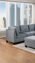 Living Room Furniture Tufted Corner Wedge Grey Linen Like Fabric 1Pc Cushion Nail Heads Wedge Sofa Wooden Legs Grey Primary Living Space Contemporary,Modern Fabric