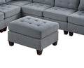 Living Room Furniture Tufted Ottoman Grey Linen Like Fabric 1Pc Ottoman Cushion Nail Heads Wooden Legs Grey Linen Primary Living Space Grey Contemporary,Modern Tufted Fabric