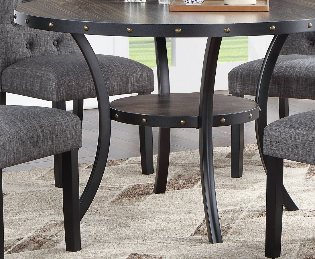 Dining Room Furniture Natural Wooden Round Dining Table 1Pc Dining Table Only Nailheads And Storage Shelve Natural Wood Dining Room Classic,Contemporary,Modern,Transitional Round Kitchen & Dining Tables Wood Rubber Wood