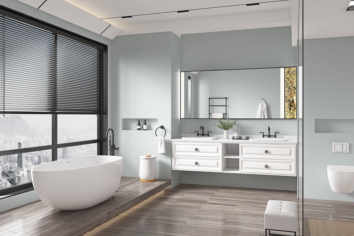 84In. W X 23 In. D X21 In. H Double Bath Vanity In With White Carrara Top With White Sink White Abs Steel Q235 Wood Pvc