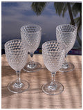 Diamond Cut Plastic Wine Glasses Set Of 4 12Oz , Bpa Free Acrylic Wine Glass Set, Unbreakable Red Wine Glasses, White Wine Glasses Clear Acrylic