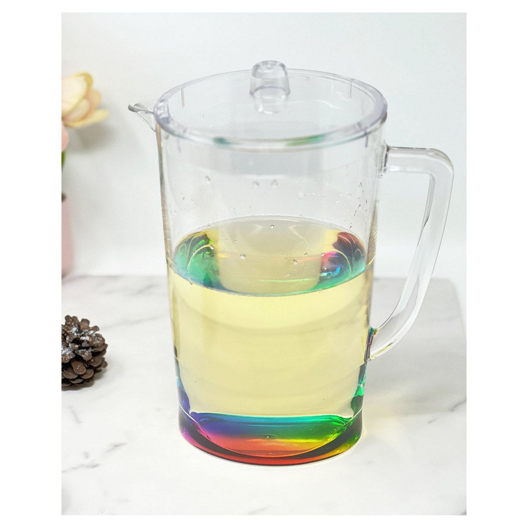2.75 Quarts Water Pitcher With Lid, Oval Halo Design Unbreakable Plastic Pitcher, Drink Pitcher, Juice Pitcher With Spout Bpa Free Clear Acrylic