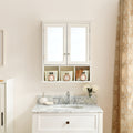 Bathroom Storage Cabinet, Medicine Cabinets For Bathroom With Mirror, 2 Doors 2 Adjustable Shelf 3 Christmas Style Storage Basket, White Wood Cabinet Wall Mounted For Bathroom Laundry Room Kitchen 1 2 Shelves Lacquered White White Bathroom Adjustable
