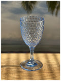 Diamond Cut Plastic Wine Glasses Set Of 4 12Oz , Bpa Free Acrylic Wine Glass Set, Unbreakable Red Wine Glasses, White Wine Glasses Blue Acrylic