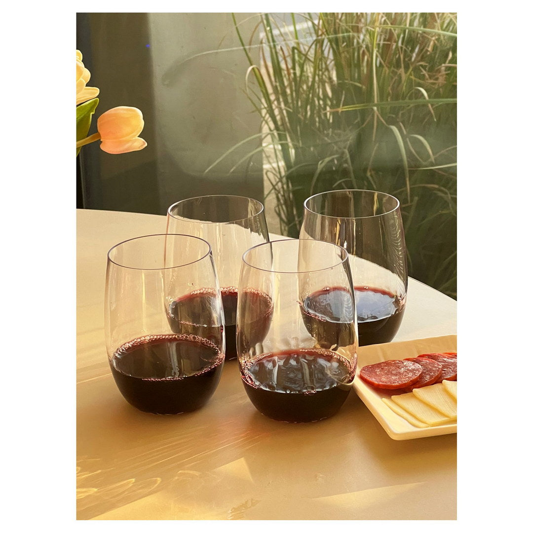 Plastic Wine Glasses Set Of 4 15Oz , Bpa Free Tritan Hammer Wine Glass Set, Unbreakable Red Wine Glasses, White Wine Glasses Clear Glass