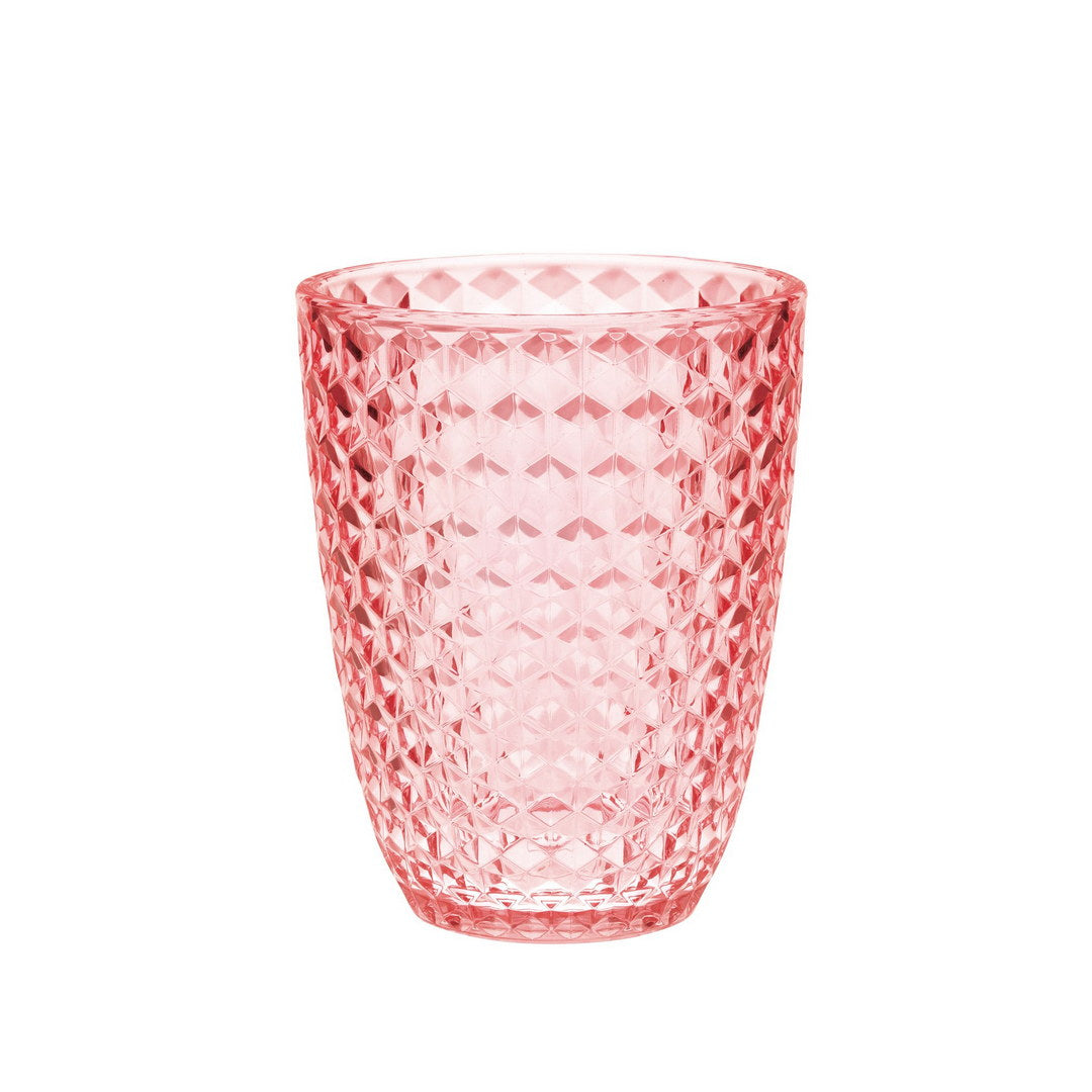 Diamond Cut Acrylic Glasses Drinking Set Of 4 12Oz , Plastic Drinking Glasses, Bpa Free Cocktail Glasses, Drinkware Set, Drinking Water Glasses Pink Acrylic