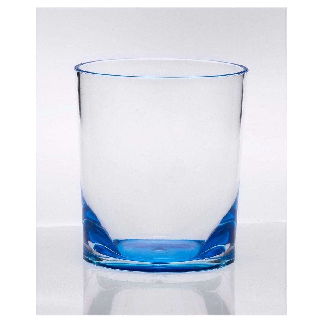 Oval Halo Acrylic Glasses Drinking Set Of 4 Dof 12Oz , Plastic Drinking Glasses, Bpa Free Cocktail Glasses, Drinkware Set, Plastic Water Tumblers Blue Acrylic