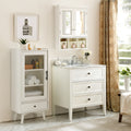Bathroom Storage Cabinet, Medicine Cabinets For Bathroom With Mirror, 2 Doors 2 Adjustable Shelf 3 Christmas Style Storage Basket, White Wood Cabinet Wall Mounted For Bathroom Laundry Room Kitchen 1 2 Shelves Lacquered White White Bathroom Adjustable