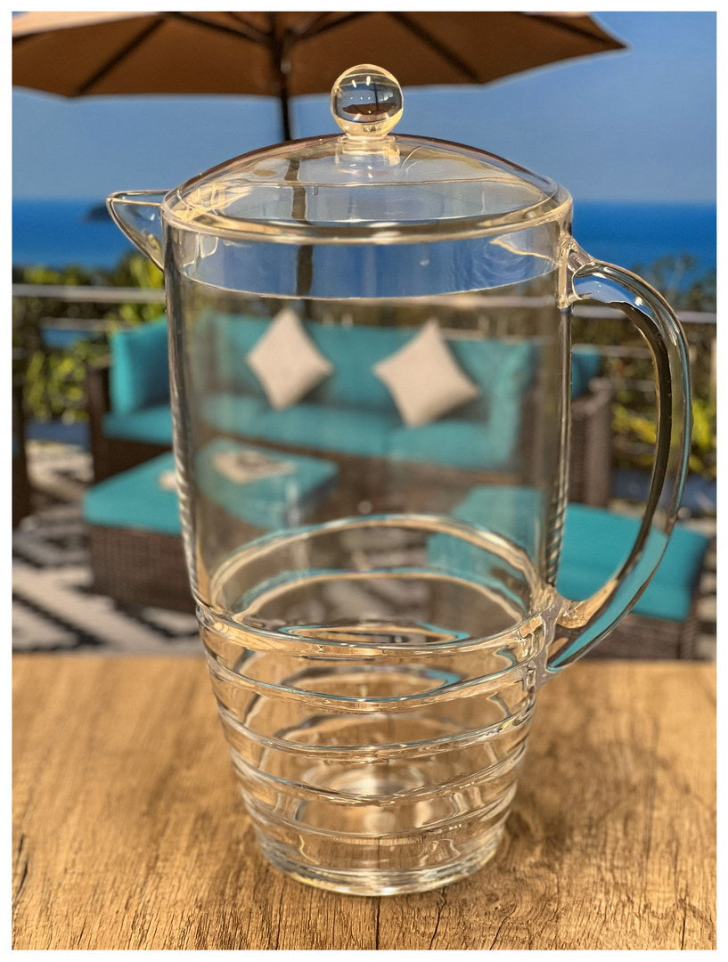 2.5 Quarts Water Pitcher With Lid, Swirl Unbreakable Plastic Pitcher, Drink Pitcher, Juice Pitcher With Spout Bpa Free Clear Acrylic