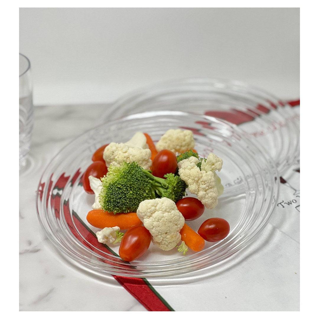 Designer Swirl 9" Plastic Dessert Plates Set Of 4, Crystal Clear Plastic Plates, Kitchen Plates For All Occasions Bpa Free Dishwasher Safe Clear Acrylic