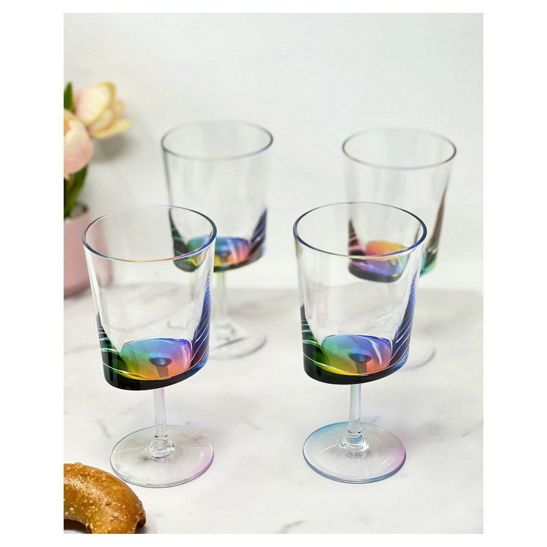 Oval Halo Plastic Wine Glasses Set Of 4 12Oz , Bpa Free Acrylic Wine Glass Set, Unbreakable Red Wine Glasses, White Wine Glasses Clear Acrylic