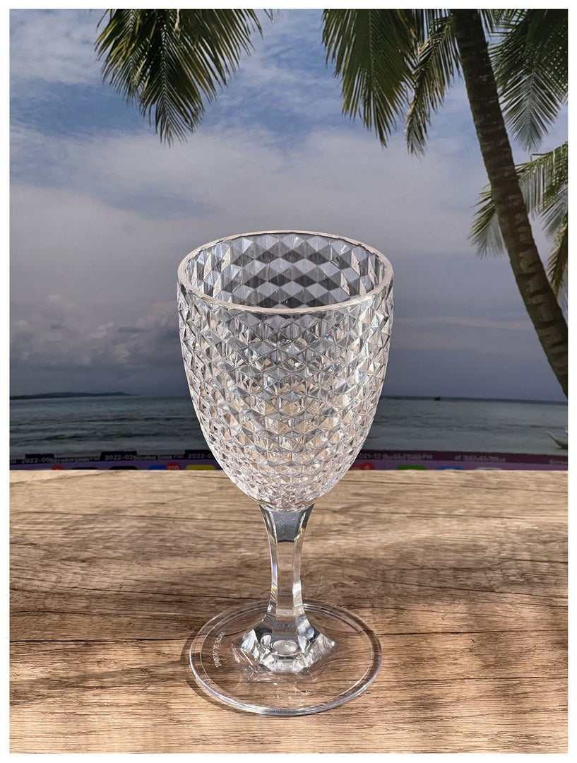 Diamond Cut Plastic Wine Glasses Set Of 4 12Oz , Bpa Free Acrylic Wine Glass Set, Unbreakable Red Wine Glasses, White Wine Glasses Clear Acrylic