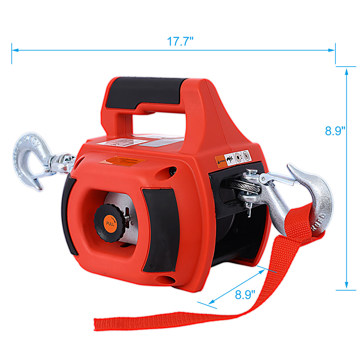 Drill Winch Hoist Portable Drill Winch Of 750 Lb Capacity With 40 Feet Steel Wire Drill Winch For Lifting & Dragging Red Abs