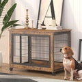 Furniture Dog Cage Crate With Double Doors, Rustic Brown, 38.58'' W X 25.2'' D X 27.17'' H Rustic Brown Particle Board