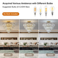 Same As W1340102252 L5001 Gold Crystal Chandeliers,5 Tier Round Semi Flush Mount Chandelier Light Fixture,Large Contemporary Luxury Ceiling Lighting For Living Room Dining Room Bedroom Hallway Gold Crystal Iron