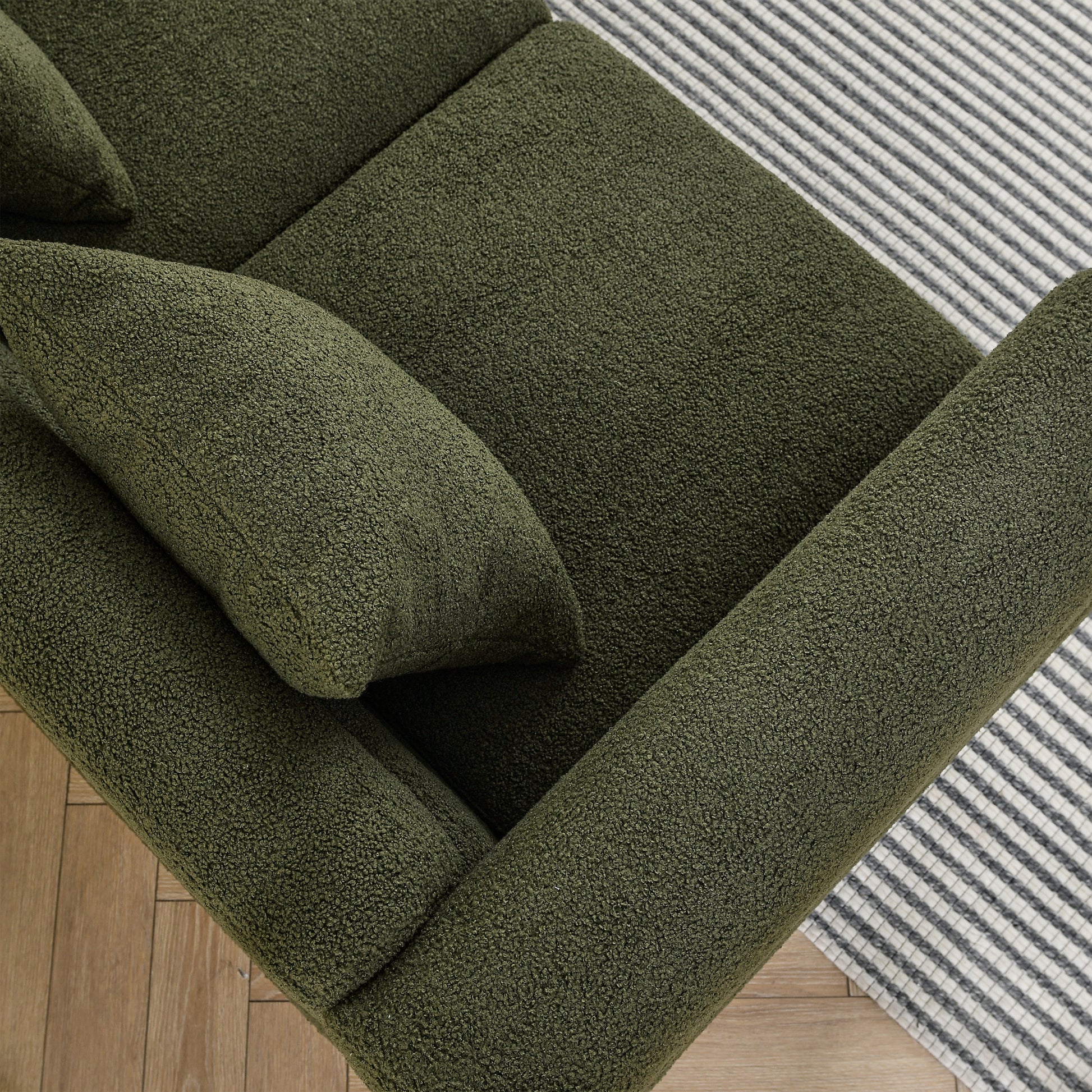 60Inch Oversized 2 Seater Sectional Sofa, Living Room Comfort Fabric Sectional Sofa Deep Seating Sectional Sofa, Soft Sitting With 2 Pillows For Living Room, Bedroom, Office, Green Teddy W834S00032 Green Primary Living Space American Design Foam Fabric 2