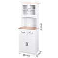 Wooden Kitchen Cabinet White Pantry Room Storage Microwave Cabinet With Framed Glass Doors And Drawer White Mdf