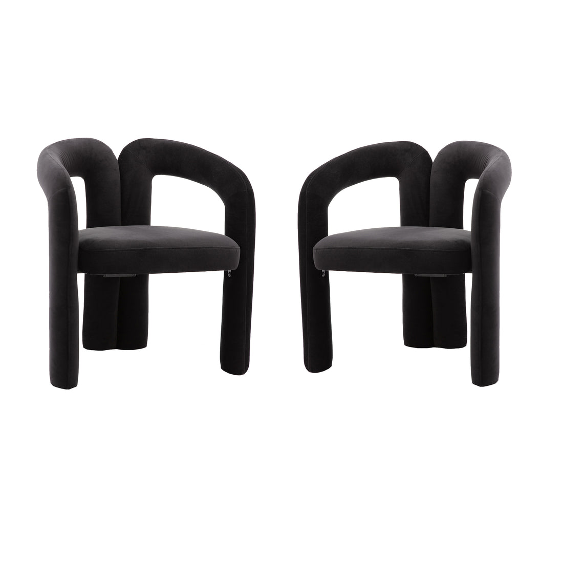 Coolmore Contemporary Designed Velvet Fabric Upholstered Accent Dining Chair Barrel Side Chairs Kitchen Armchair For Living Room Set Of 2 Black Velvet Black Foam Velvet