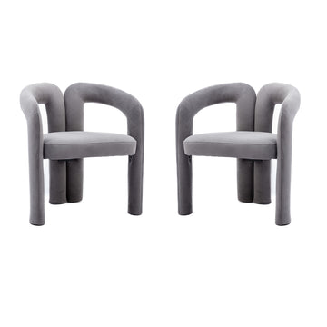 Coolmore Contemporary Designed Velvet Fabric Upholstered Accent Dining Chair Barrel Side Chairs Kitchen Armchair For Living Room Set Of 2 Gray Velvet Gray Foam Velvet