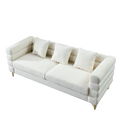 81 Inch Oversized 3 Seater Sectional Sofa, Living Room Comfort Fabric Sectional Sofa Deep Seating Sectional Sofa, Soft Sitting With 3 Pillows For Living Room,Bedroom,White Teddy Ivory W834S00036