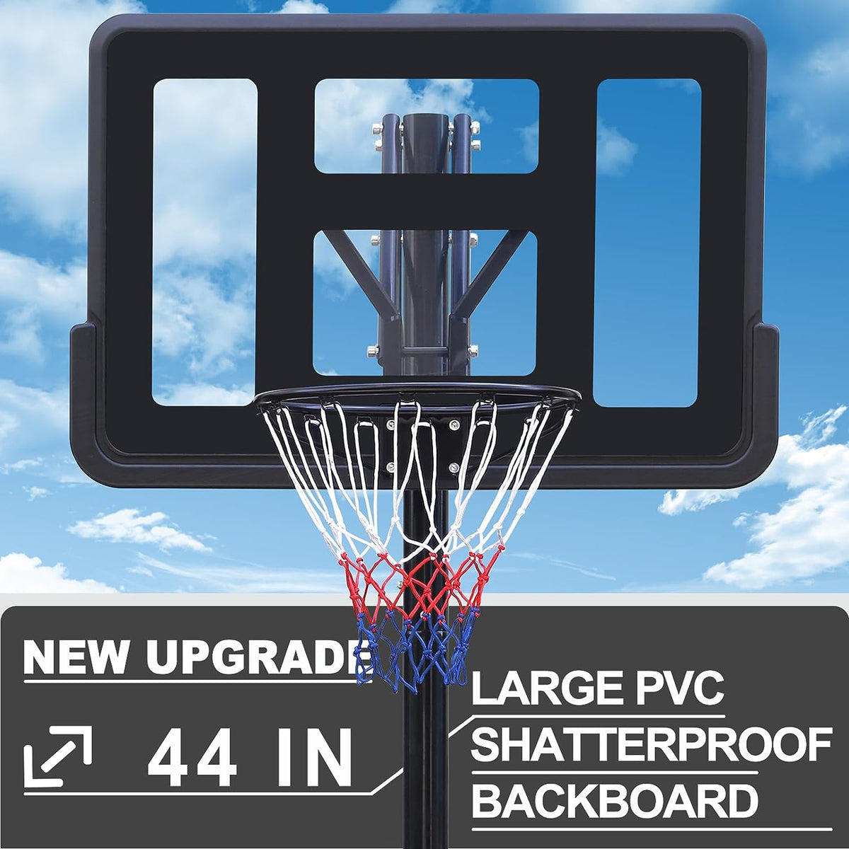 Teenagers Portable Basketball Hoop Height Adjustable Basketball Hoop Stand 7.5Ft 10Ft With 44 Inch Backboard And Wheels For Adults Teens Balls Sports Black Garden & Outdoor Sporty Iron