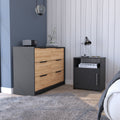 2 Piece Bedroom Set, Egeo 4 Drawer Dresser Omaha Nightstand, Black Pine Black Particle Board Particle Board