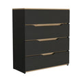 3 Piece Bedroom Set, Aralia Drawer Dresser, 2 Omaha Nightstands, Black Light Oak Black Particle Board Particle Board