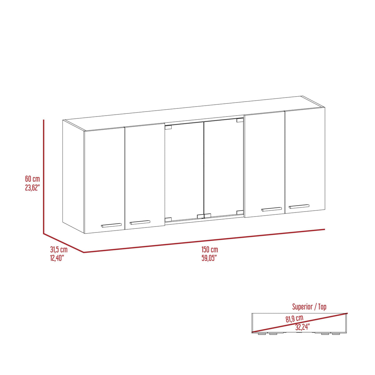 2 Piece Kitchen Set, Kitchen Island Cart 150 Wall Cabinet Glass, White Light Oak White Particle Board Particle Board