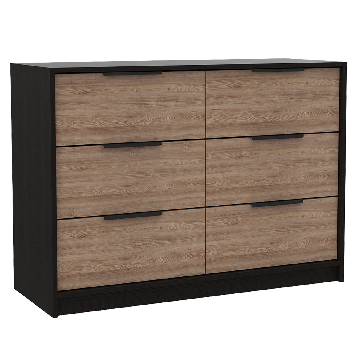 2 Piece Bedroom Set, Egeo 4 Drawer Dresser Omaha Nightstand, Black Pine Black Particle Board Particle Board
