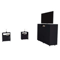 3 Piece Bedroom Set, Milano Double Door Cabinet Dresser 2 Omaha Nightstands, Black Black Particle Board Particle Board