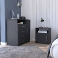 2 Piece Bedroom Set, Rioja 4 Drawer Dresser Omaha Nightstand, Black Full Black 2 Piece Set Particle Board Particle Board