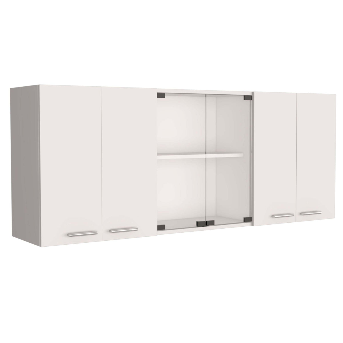 2 Piece Kitchen Set, Kitchen Island Cart 150 Wall Cabinet Glass, White Light Oak White Particle Board Particle Board