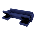 United We Win Modular Sectional Sofa U Shaped Modular Couch With Reversible Chaise Modular Sofa Sectional Couch With Storage Seats Navy Linen